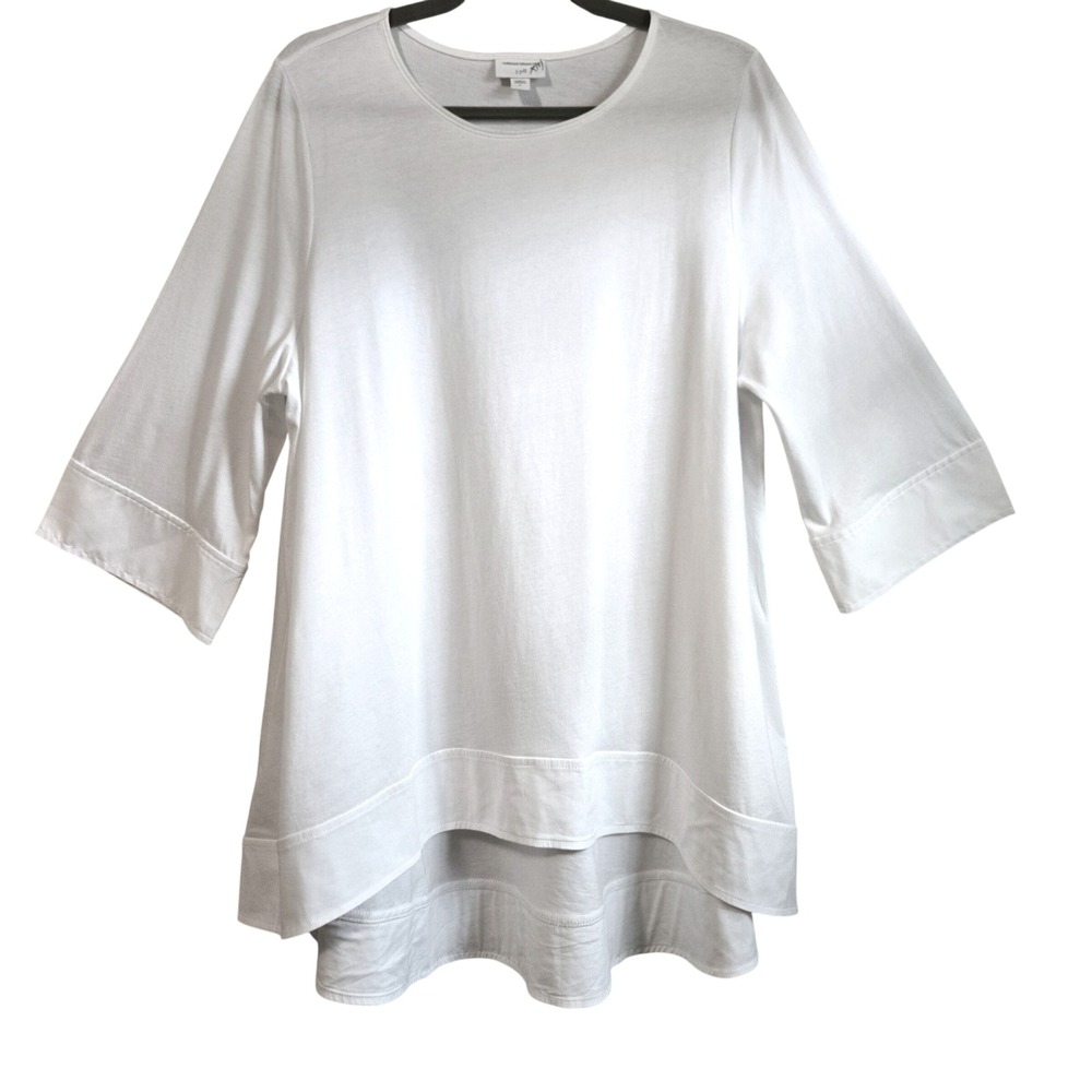 Christian Siriano J. Jill L Chic White High-Low Hem Tunic Top 3/4 Sleeve NWOT